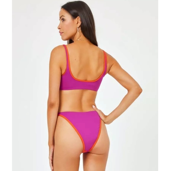 L Space Bikini Set Top & High Rise Bottom Twist Colorblock Pink Orange XS - Picture 3 of 8